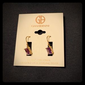 Giani Bernini 18k Plated Earrings w/Purple CZ